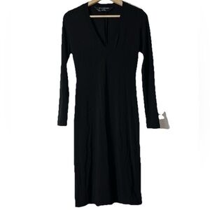 Norma Kamali Elegant Black Long Sleeve V Neck Dress Sz. XS NWT!